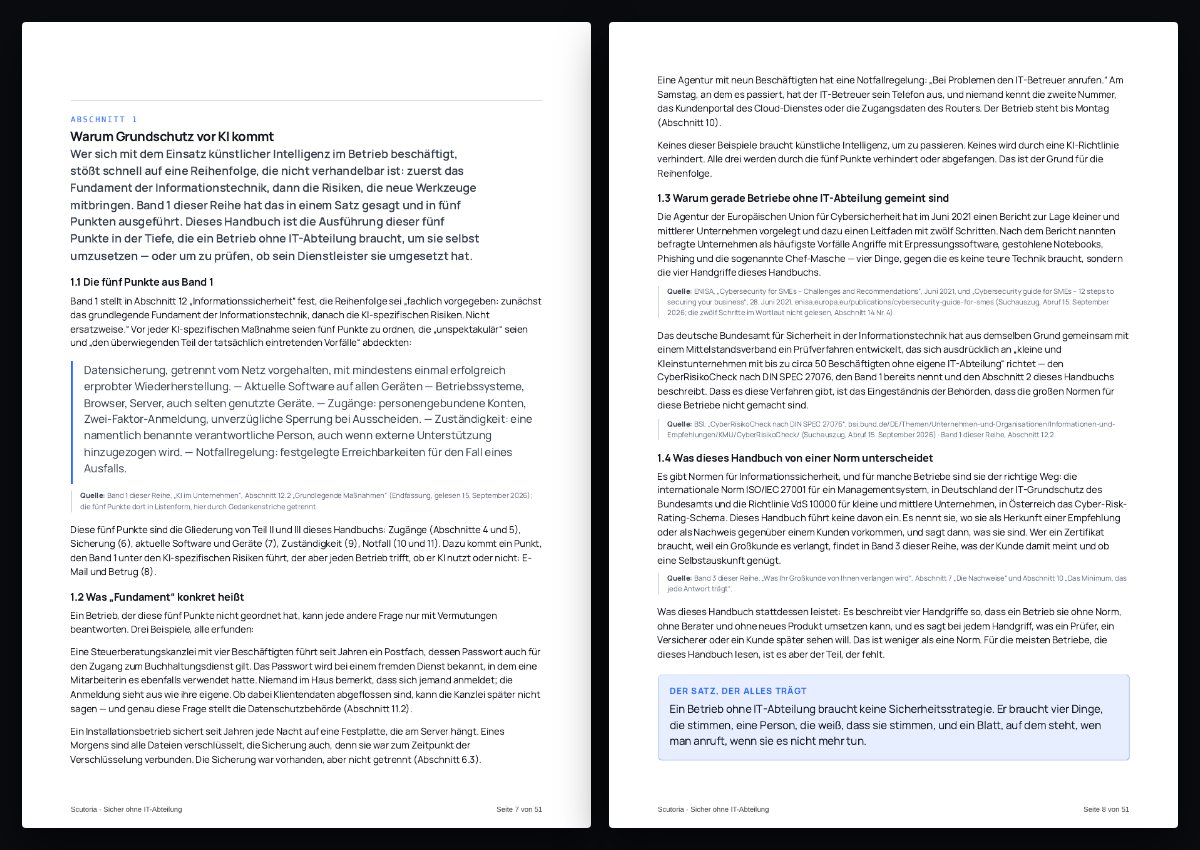 Zwei Seiten aus dem PDF von „Sicher ohne IT-Abteilung“