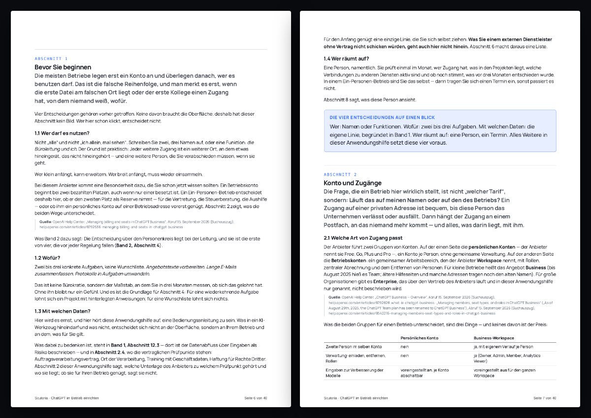 Zwei Seiten aus dem PDF von „ChatGPT im Betrieb einrichten“