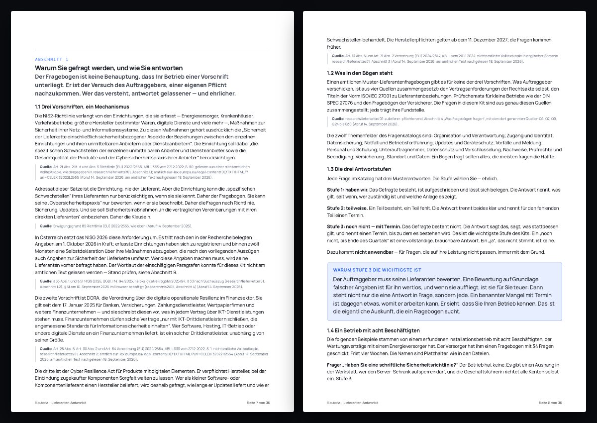Zwei Seiten aus dem PDF von „Lieferanten-Antwortkit“
