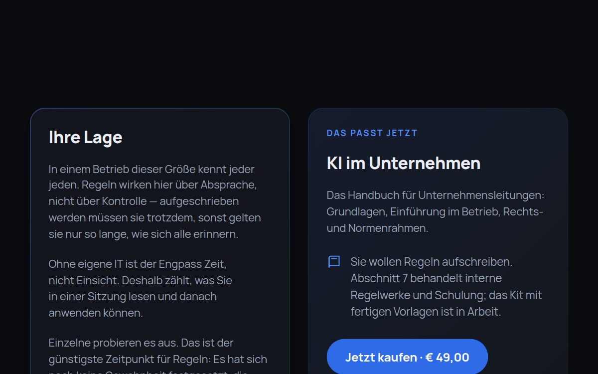 So sieht das Ergebnis aus: Was passt zu meinem Betrieb?