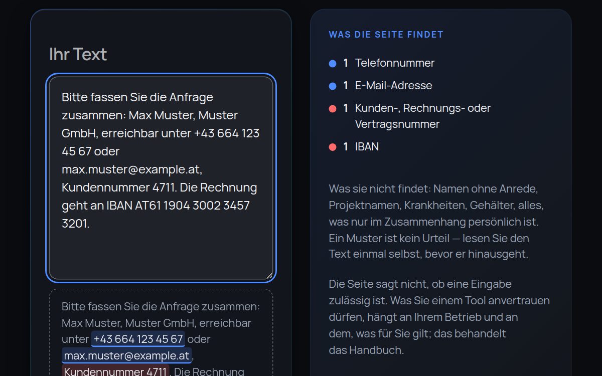 So sieht das Ergebnis aus: Steht da etwas Persönliches drin?